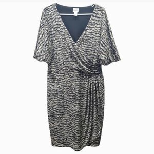 Chico's Puff Shortsleeve Faux Wrap Feather Print Dress Chico's 2 or US S…